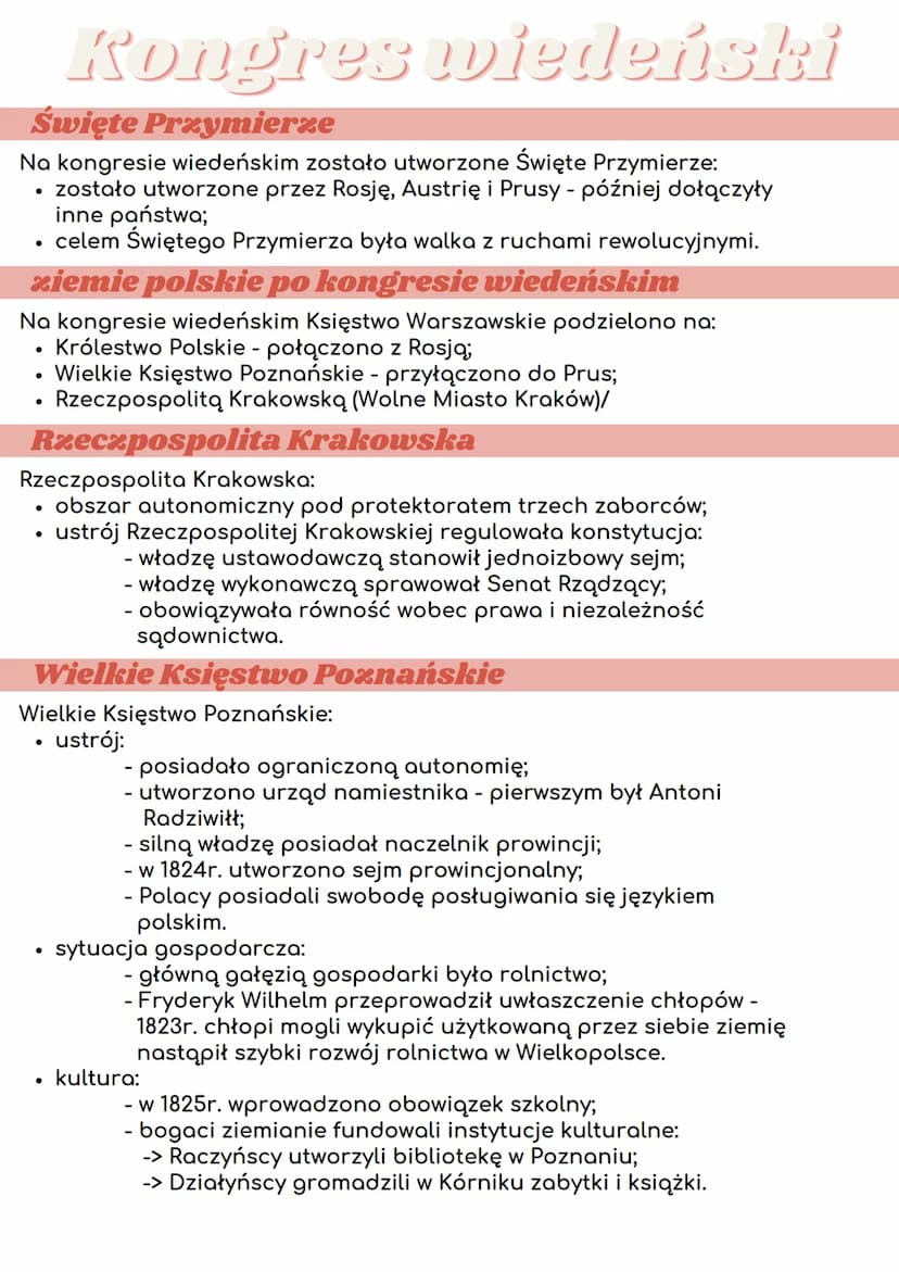 Kongres wiedeński
upadek Napoleona Bonaparte
Upadek Napoleona Bonaparte:
●
w 1813r. armia Napoleona poniosła klęskę pod Lipskiem;
po wkrocze