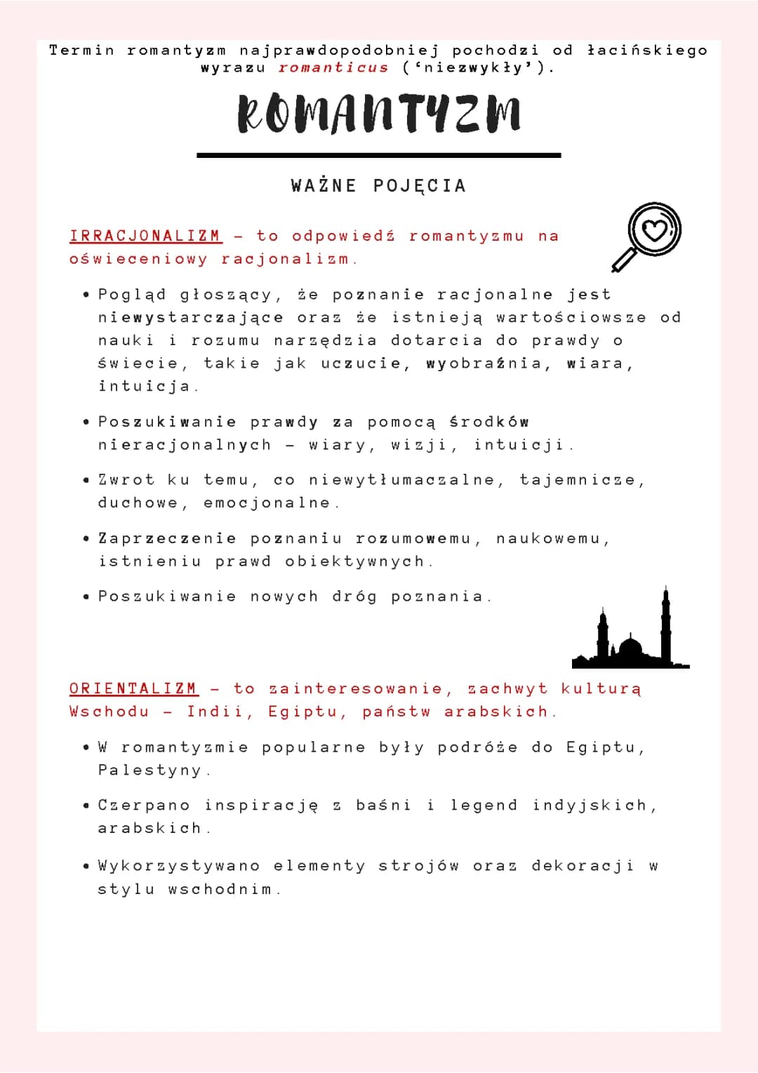 Romantyzm: Najważniejsze Pojęcia i Informacje do Opracowania na Sprawdzian