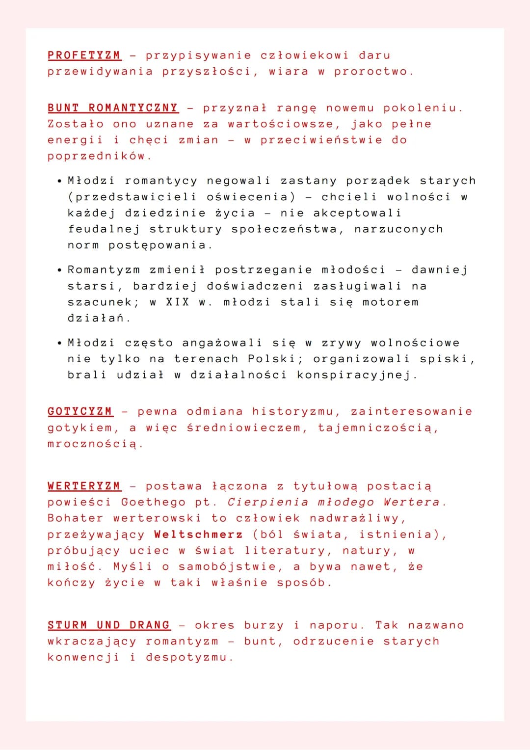 Termin romantyzm najprawdopodobniej pochodzi od łacińskiego
wyrazu romanticus ('niezwykły').
ROMANTYZM
WAŻNE POJĘCIA
to odpowiedź romantyzmu