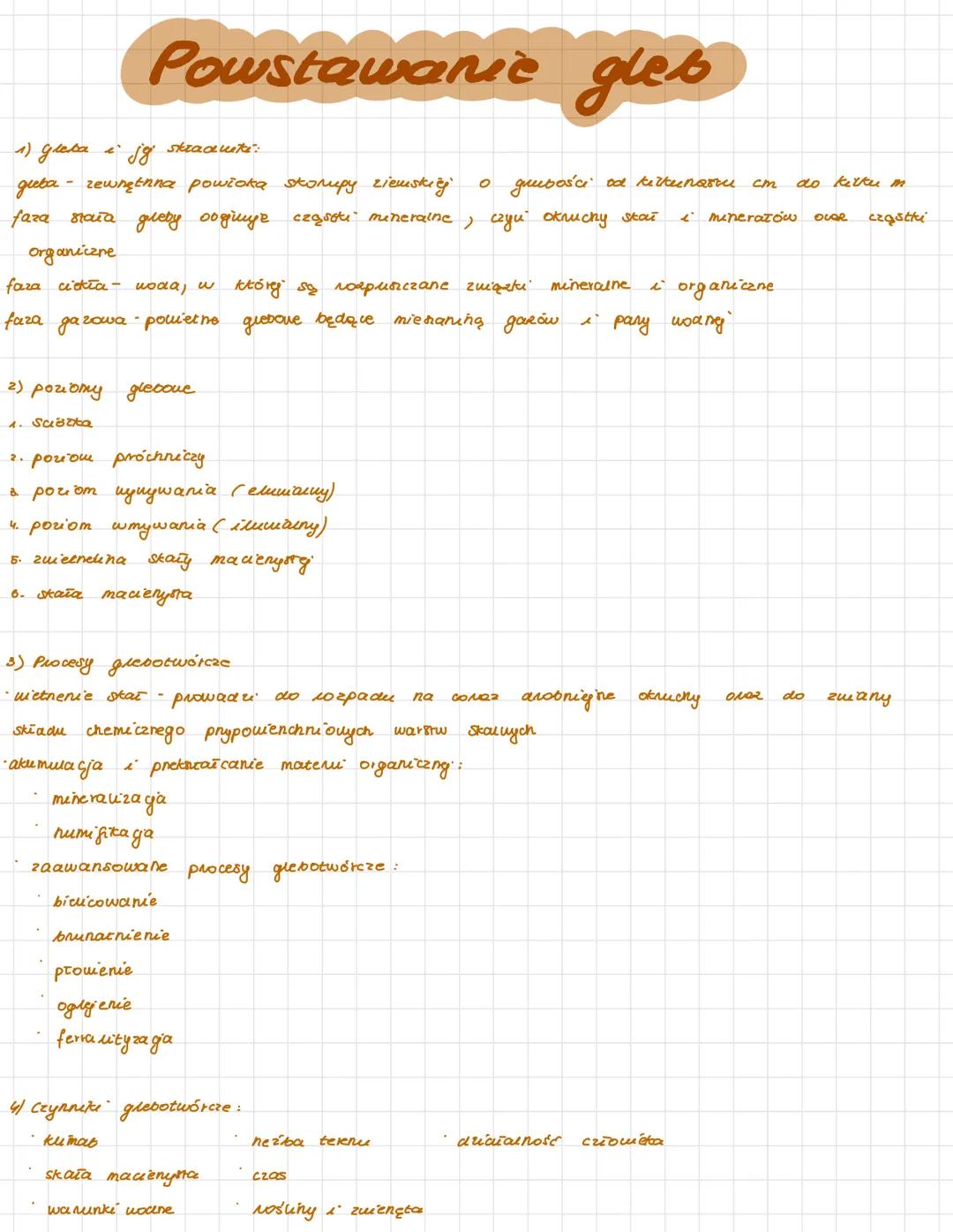 Powstawanie gleb
1) Greba
jg straduite
gieba - zewnętnina powłoka stompy ziemskieg o grubości od kilkunastu
faza stała gleby ooginje cząsoti