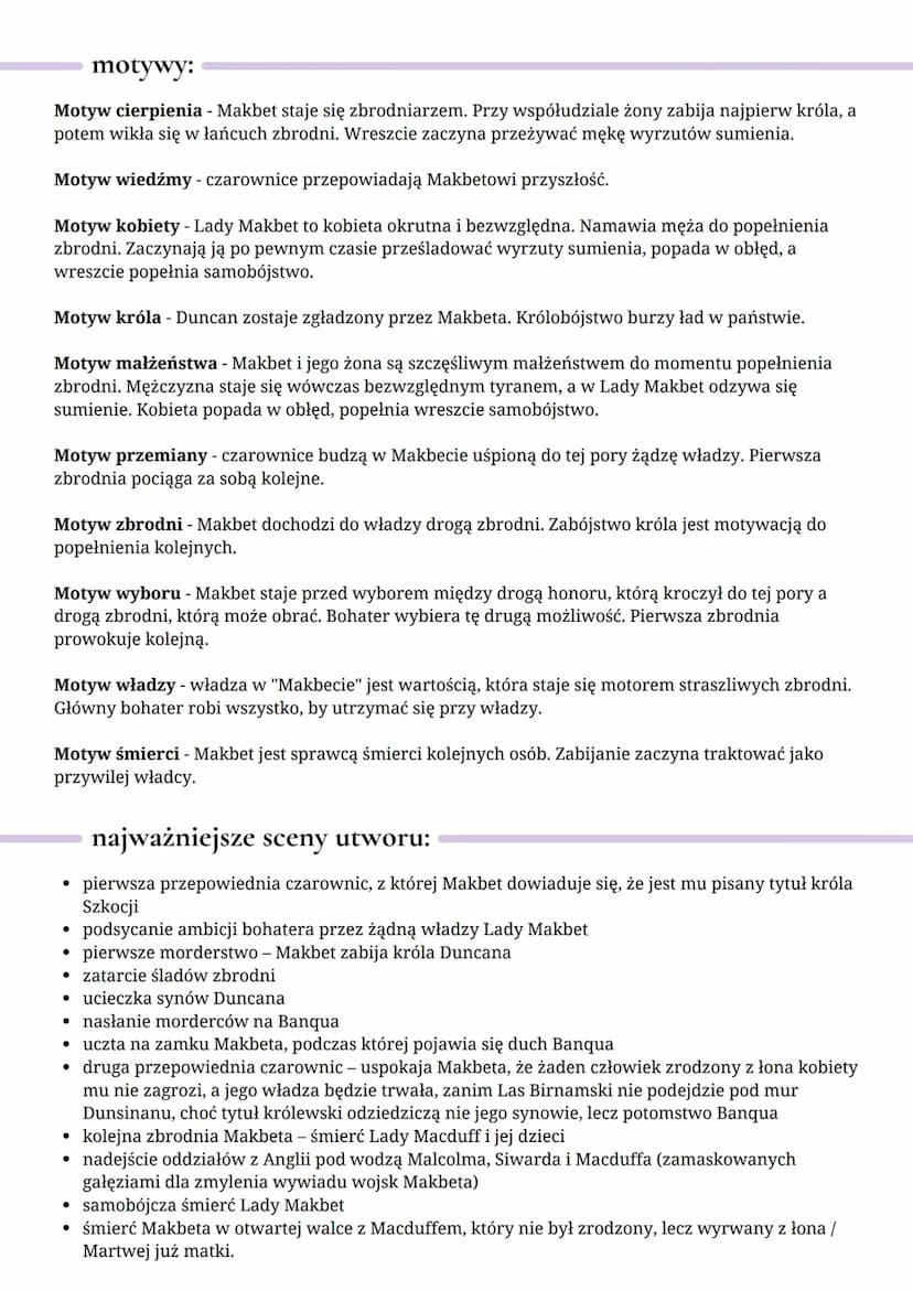 Makbet
czas i miejsce akcji:
Akcja rozgrywa się w hrabstwach Szkocji (z wyjątkiem trzeciej sceny aktu czwartego, kiedy
przenosi się do Angli
