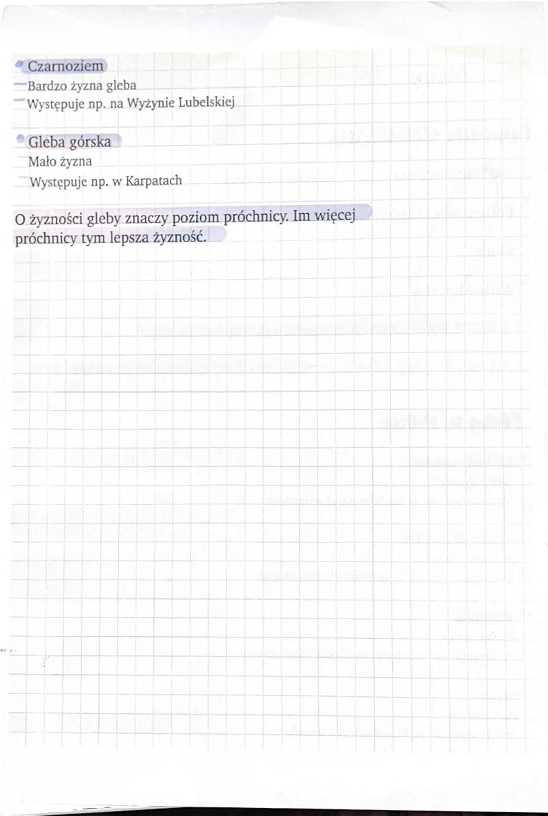 Gleby
Czynniki glebotwórcze
⚫ Skała macierzysta
Roślinność i zwierzęta
Klimat
Warunki wodne
Rzeźba terenu
Gospodarcza działalność człowieka
