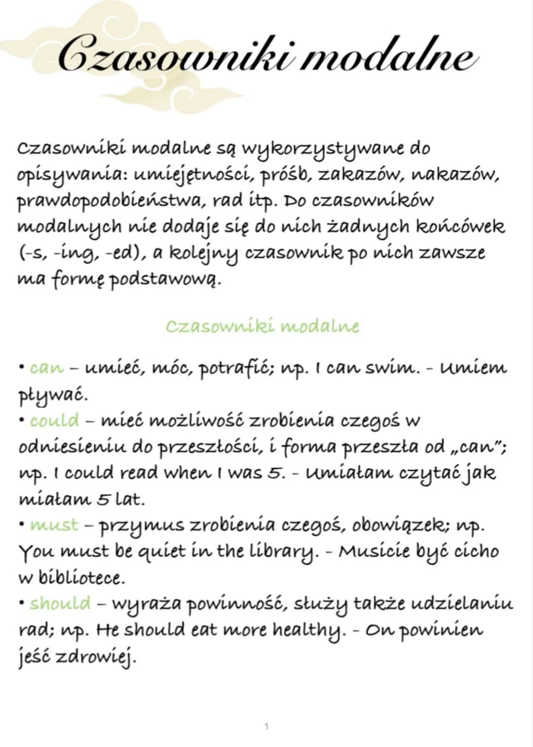 Czasowniki modalne
Czasowniki modalne są wykorzystywane do
opisywania: umiejętności, próśb, zakazów, nakazów,
prawdopodobieństwa, rad itp. D