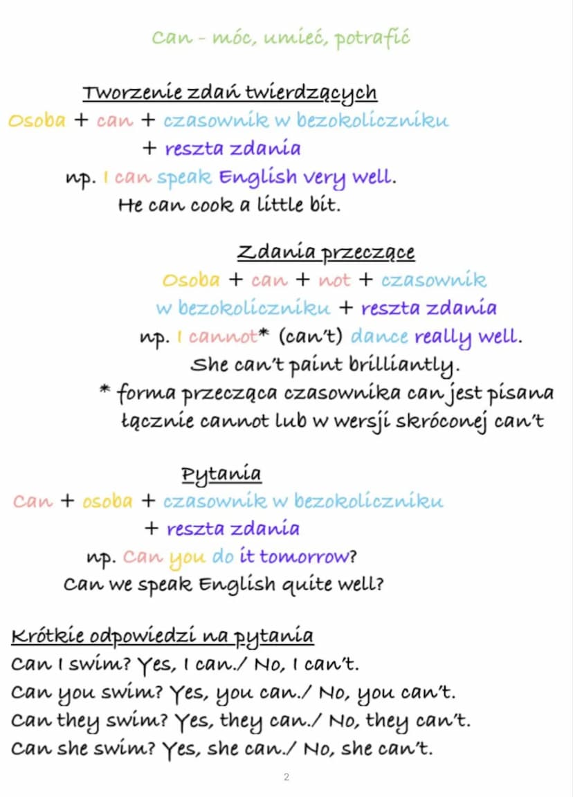 Czasowniki modalne
Czasowniki modalne są wykorzystywane do
opisywania: umiejętności, próśb, zakazów, nakazów,
prawdopodobieństwa, rad itp. D