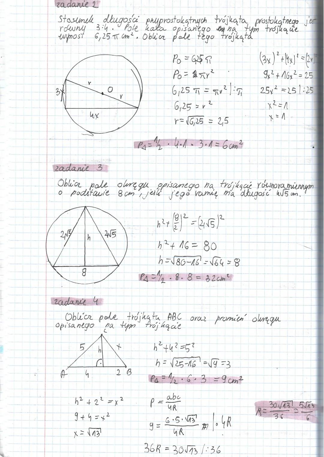 70
OKRAG OPISANY NA TROJKACIE
Symetralne boków trójkąta przecinają się w jednym punlicie,
który jest środkiem okręgu opisanego na tym trójką