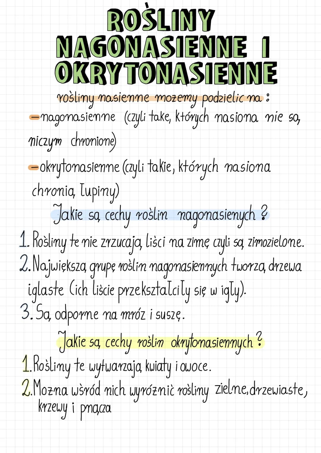 ROŚLINY
NAGONASIENNE I
OKRYTONASIENNE
rośliny nasienne mozemy podzielic na:
-nagonasienne (czyli take, których nasiona nie sa,
niczym chroni