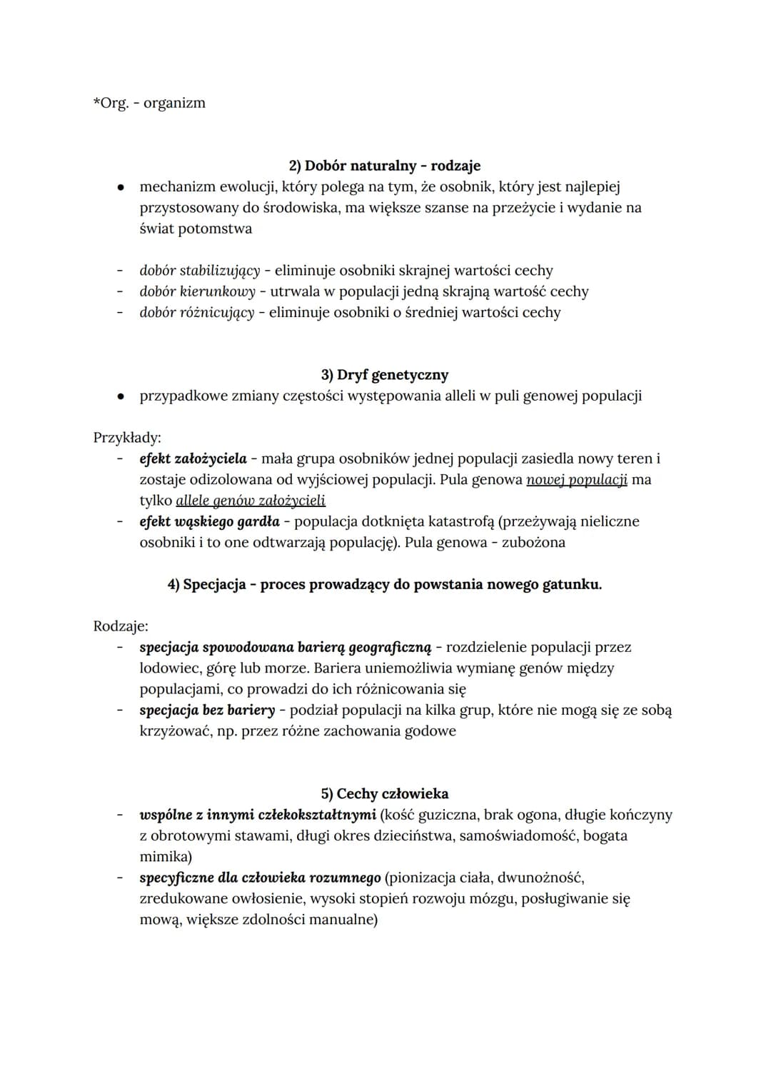Ewolucjonizm
Ewolucja biologiczna - proces stopniowych i nieodwracalnych zmian grup organizmów.
1) Dowody ewolucji:
dowody bezpośrednie
rodz