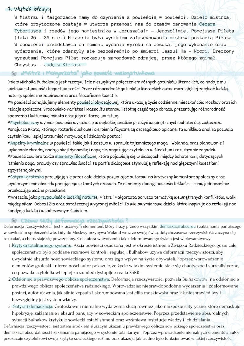 "Mistrz i Małgorzata" Michał Afanasjew Bułhakow
Geneza i kontekst literacki
W liście do jednego z przyjaciół Bułhakow napisał, że o ile do n
