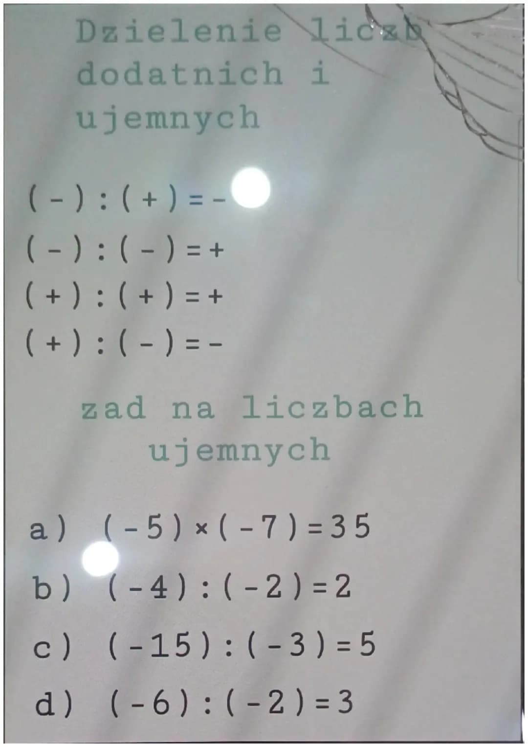 liczby dodatnie I ujemne