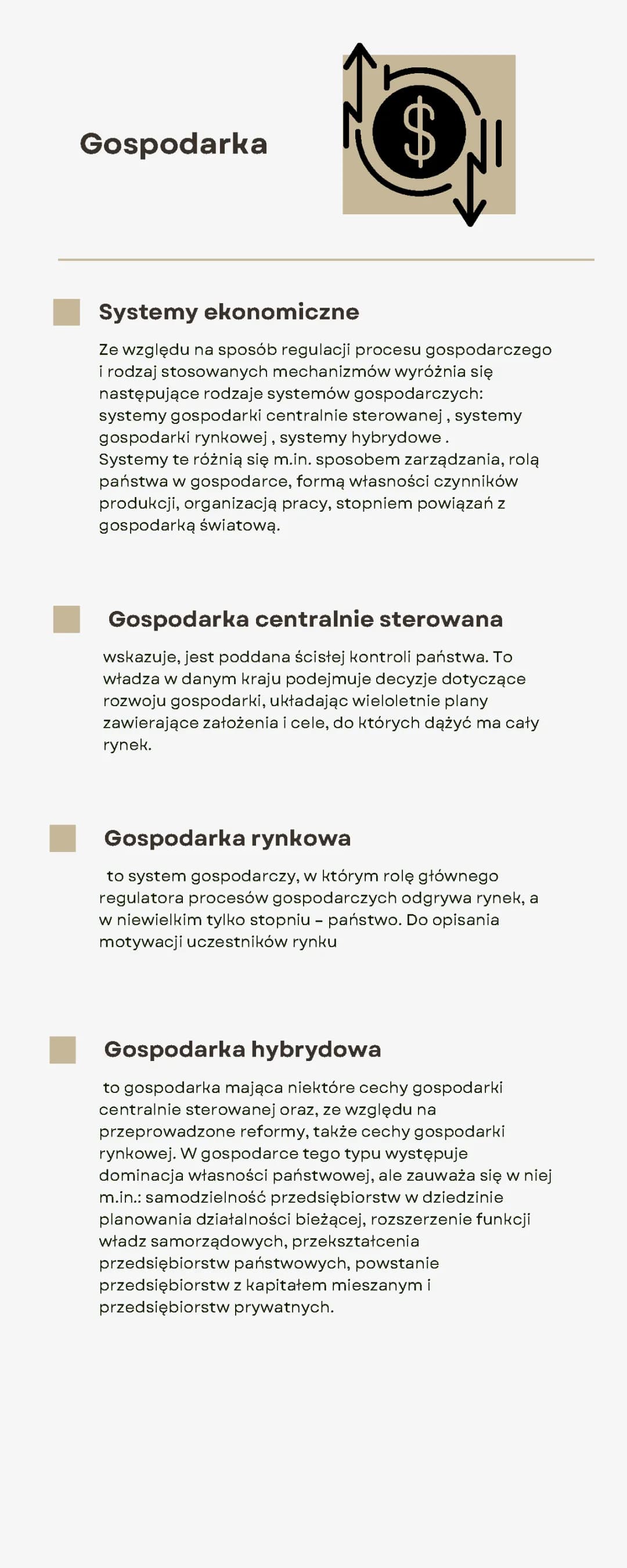 Rodzaje systemów gospodarczych i transformacja gospodarcza w Polsce