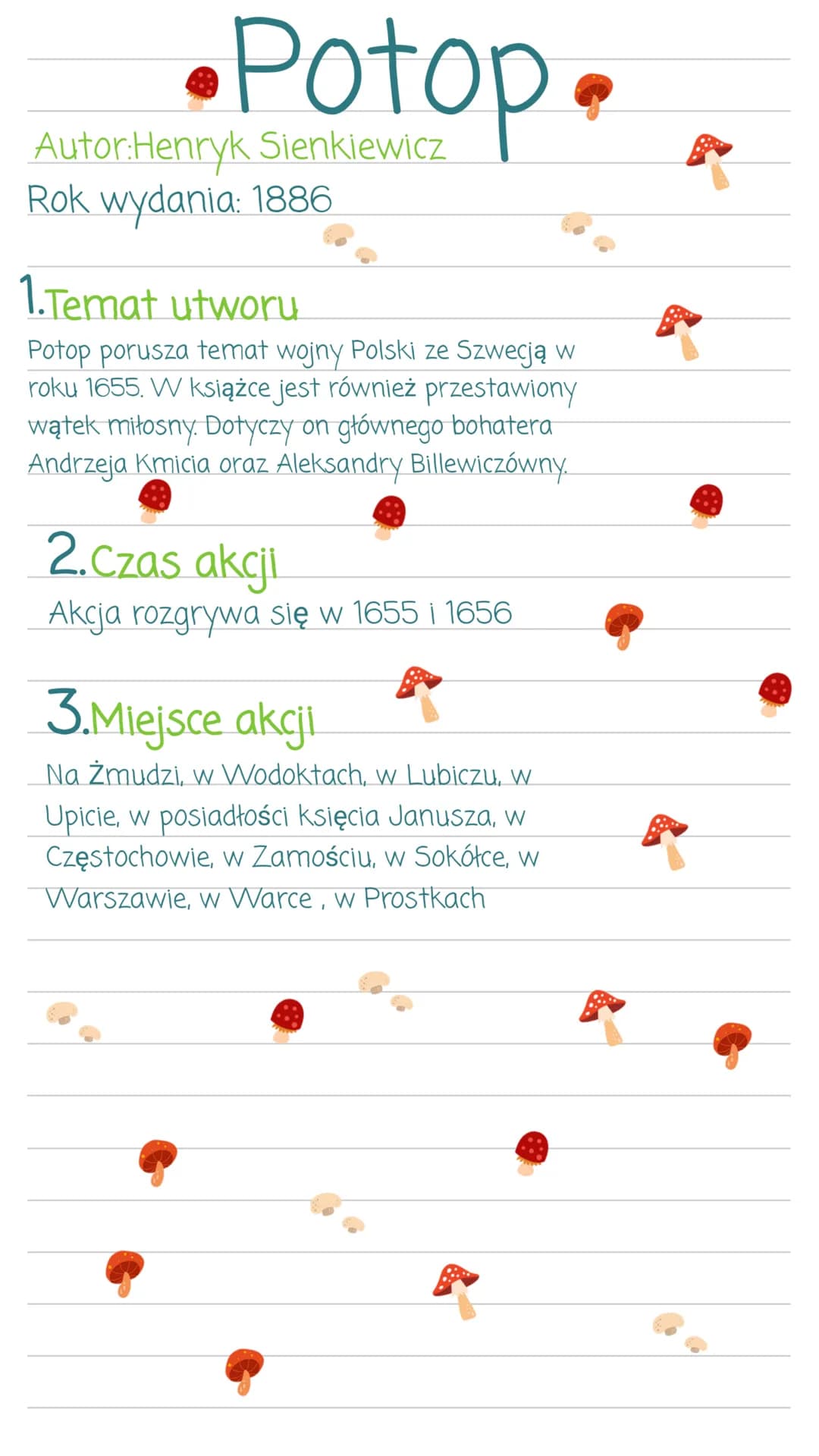 Potop
Autor:Henryk Sienkiewicz
Rok wydania: 1886
1.Temat utworu.
Potop porusza temat wojny Polski ze Szwecją w
roku 1655. W książce jest rów