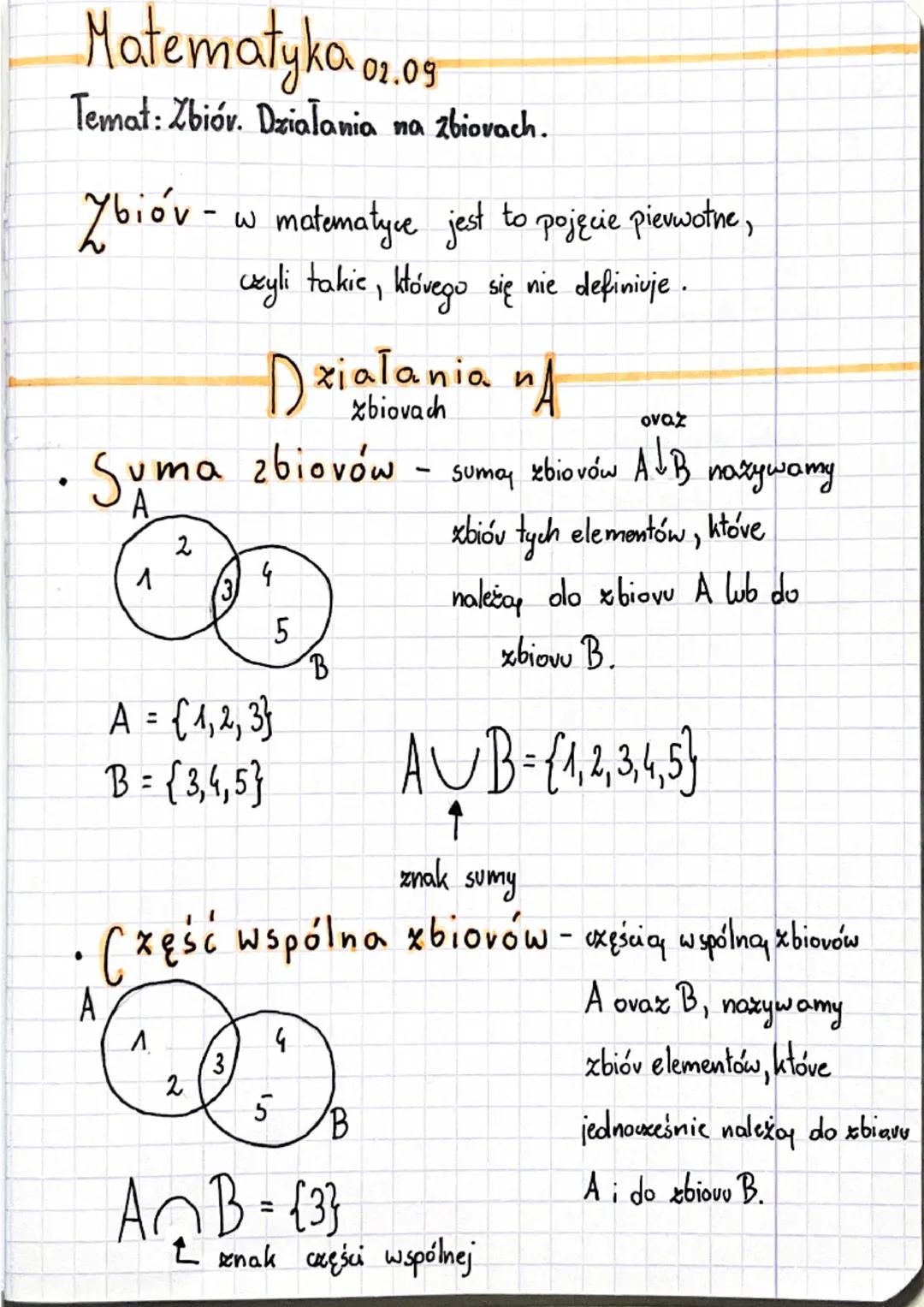 Działania na Zbiorach - Podstawy Matematyki