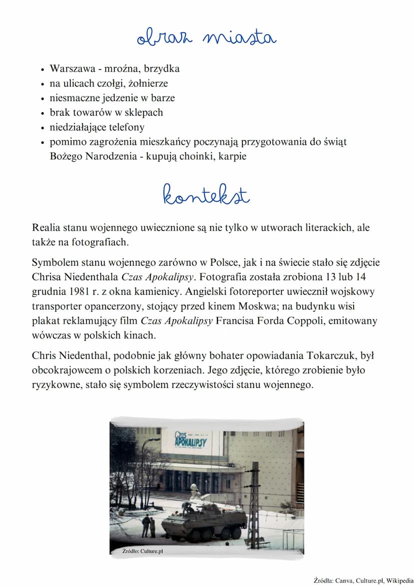 Olga Tokarczuk
konwencja
realistyczna i
oniryczna
●
profesor Andrewes
warszawie
●
●
opowiadanie
stan wojenny
Źródło: Wikipedia
we
че
7170
st