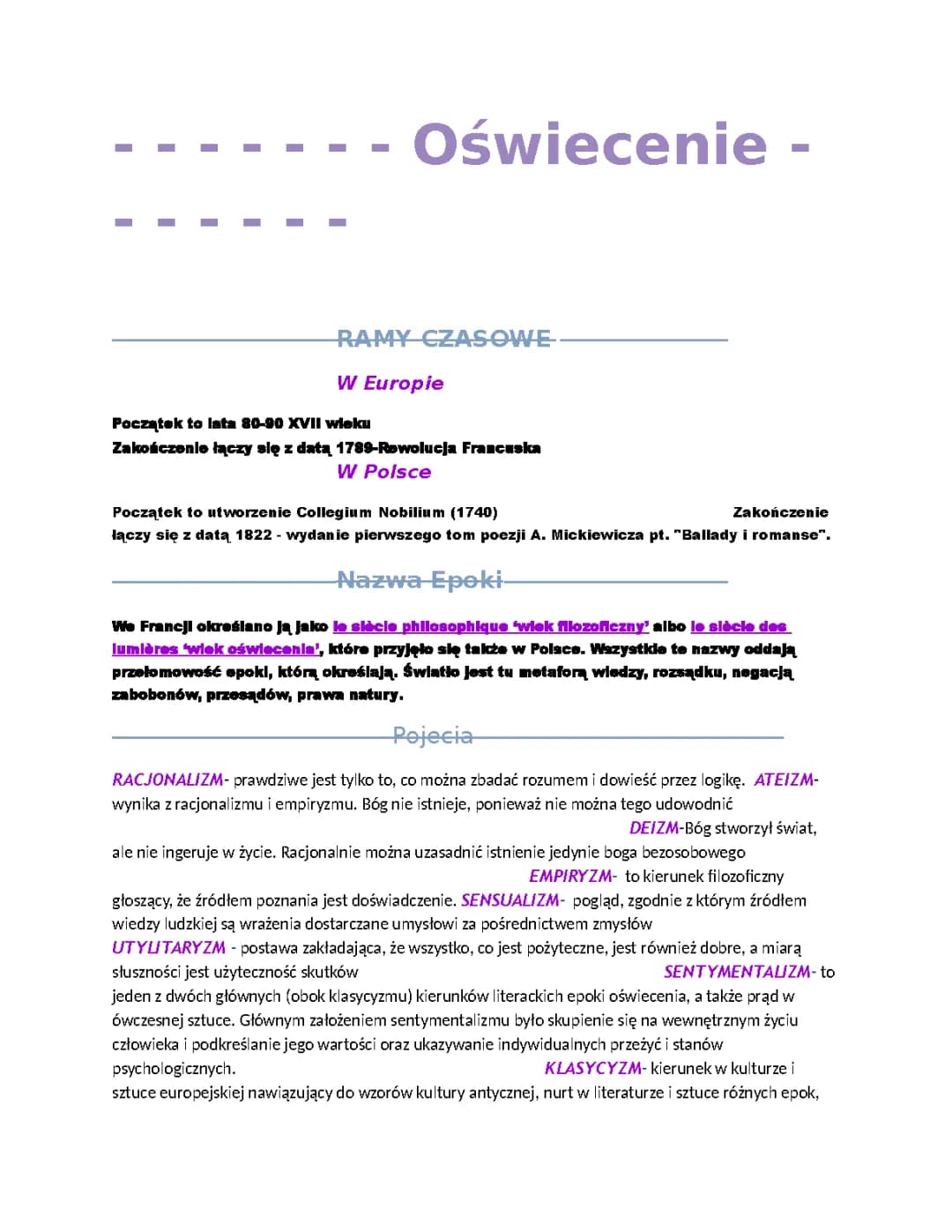 Oświecenie - Czas trwania, Najważniejsze Dzieła i Twórcy w Polsce i Europie