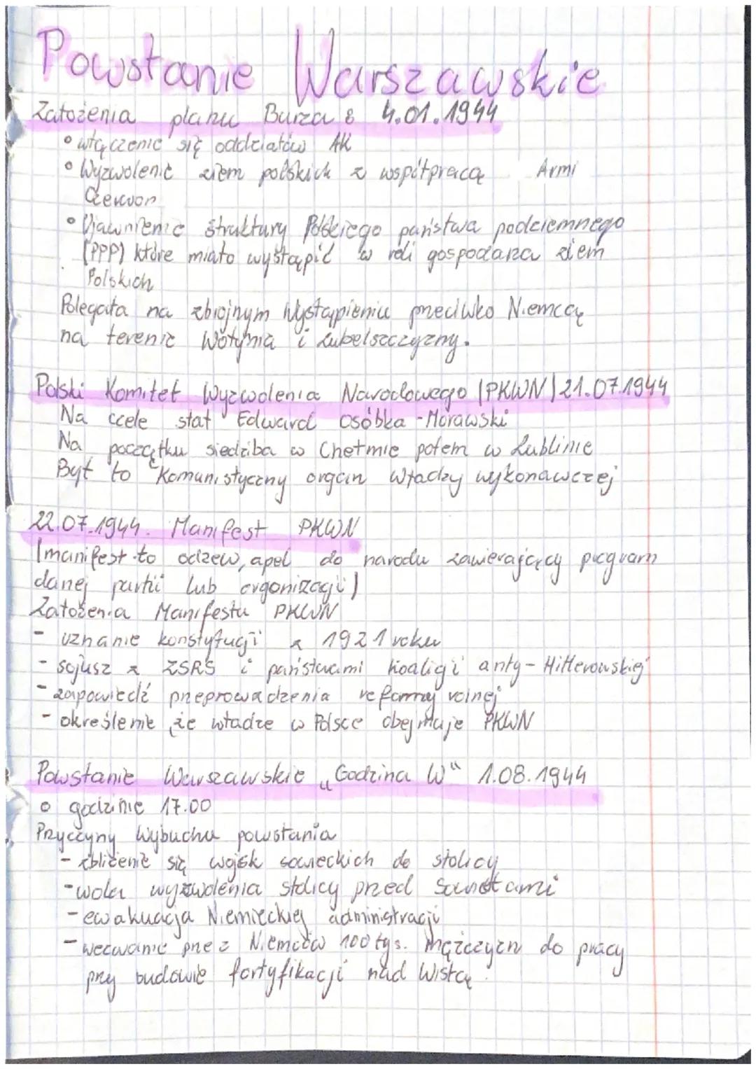 Powstanie Warszawskie
Zatożenia planu Burza & 4.01.1944
• why czenie się oddziatów AK
• Wyzwolenic wiem polskick & wspitpraca.
dekor
Armi
• 