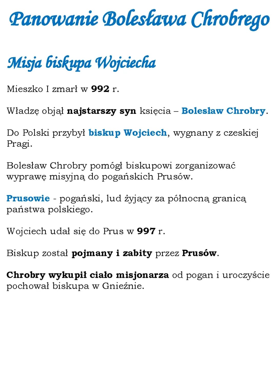 Panowanie Bolesława Chrobrego kl 5 Podręcznik WSiP Dział VI