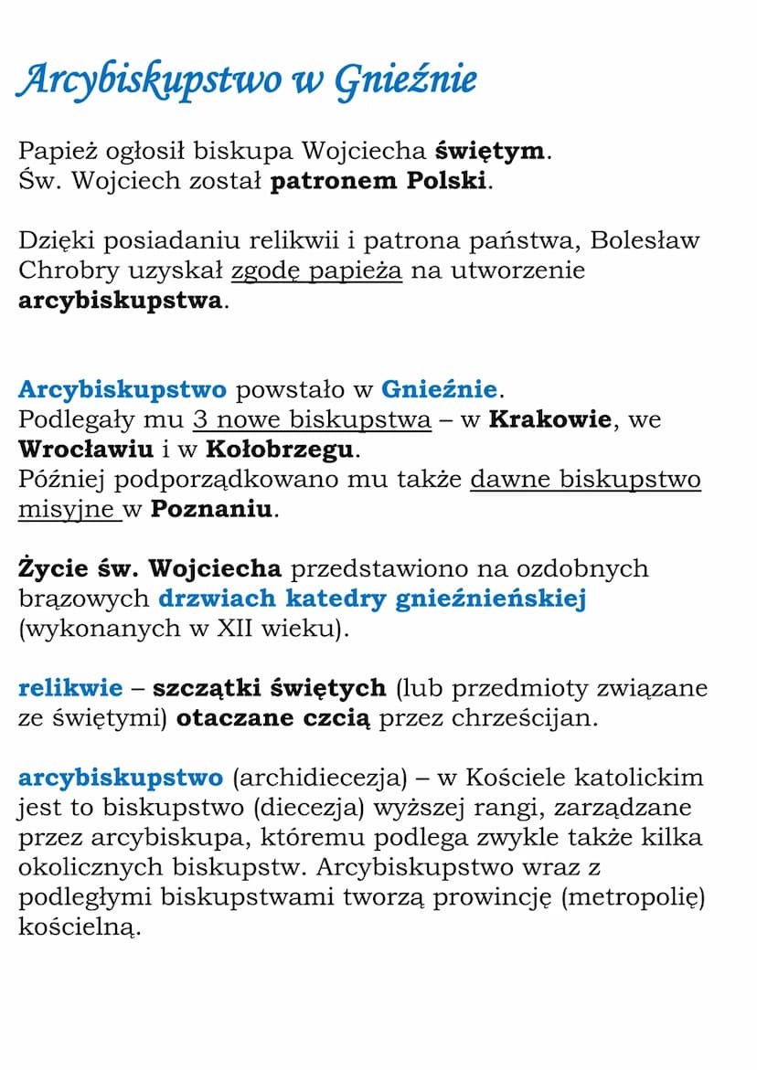 Panowanie Bolesława Chrobrego
Misja biskupa Wojciecha
Mieszko I zmarł w 992 r.
Władzę objął najstarszy syn księcia - Bolesław Chrobry.
Do Po
