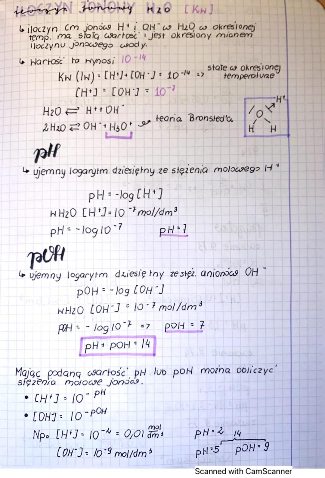 Sekoja
Odczyn wodnych roztworów subst. pH roztworu.
1.ODCZYN
↳ cecha charakteryzująca Hiasciwosci pod katem
kwasowości 100 zasadowości.
↳zal