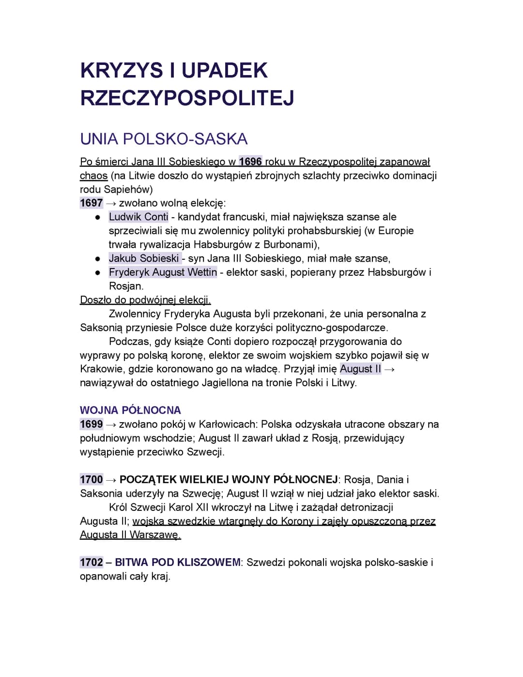 Kryzys i upadek Rzeczypospolitej