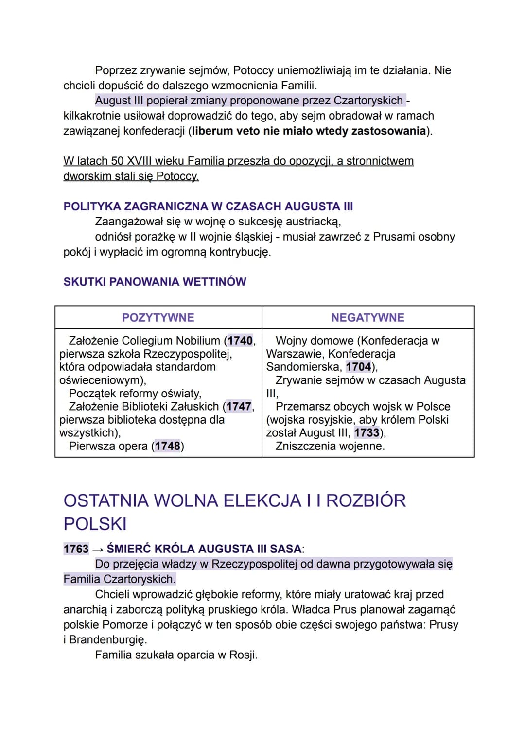 KRYZYS I UPADEK
RZECZYPOSPOLITEJ
UNIA POLSKO-SASKA
Po śmierci Jana III Sobieskiego w 1696 roku w Rzeczypospolitej zapanował
chaos (na Litwie