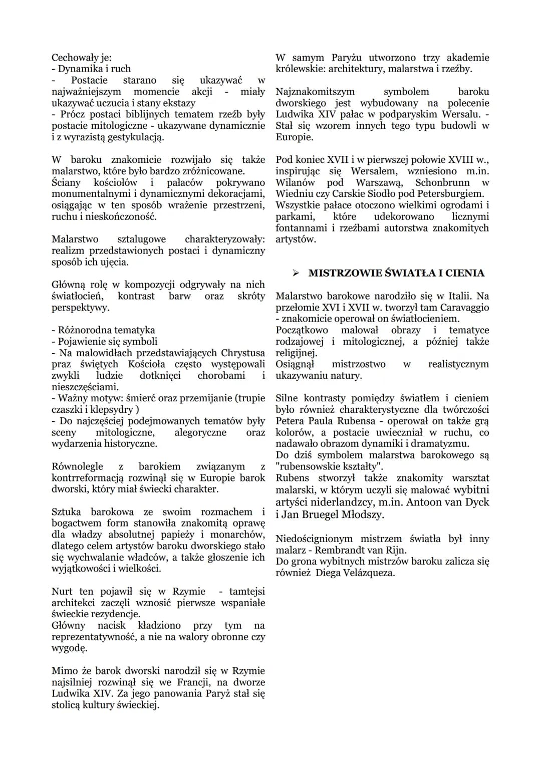 ➤ POMIĘDZY RENESANSEM A
BAROKIEM
Kultura baroku
Początek XVI w. Twórcom we Włoszech
stopniowo przestał wystarczyć renesansowy
porządek, harm