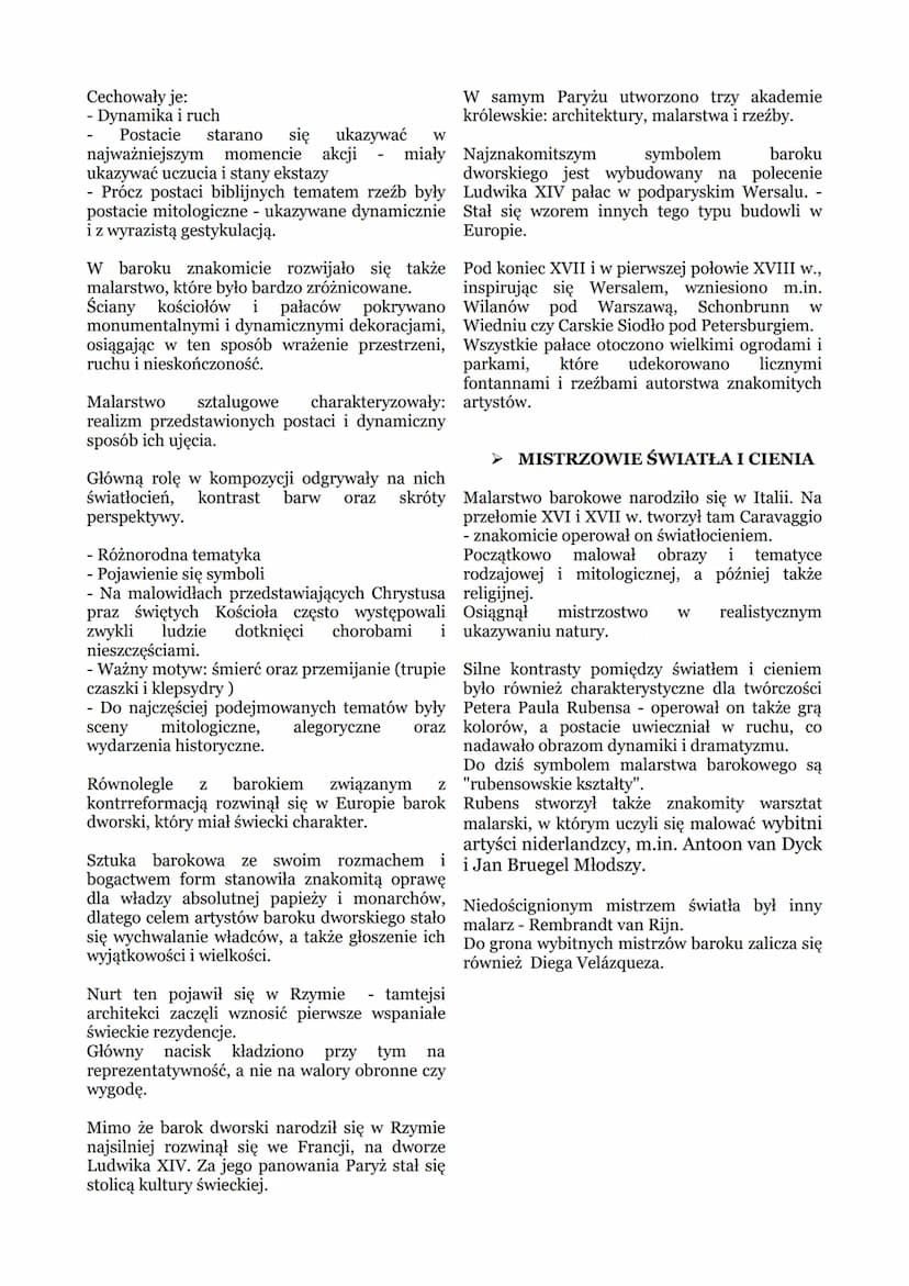 ➤ POMIĘDZY RENESANSEM A
BAROKIEM
Kultura baroku
Początek XVI w. Twórcom we Włoszech
stopniowo przestał wystarczyć renesansowy
porządek, harm