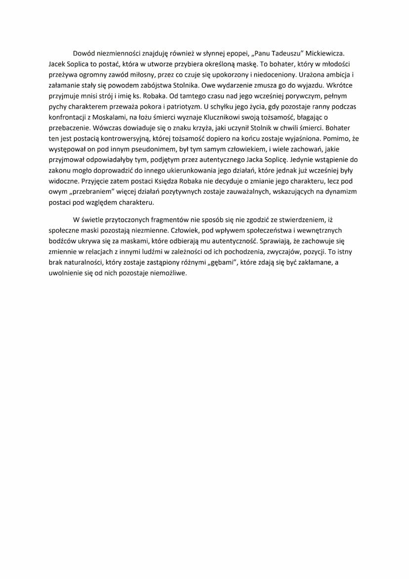 Społeczne maski - niezmienne czy możliwe do przełamania? Rozważ problem i uzasadnij swoje
stanowisko, odwołując się do fragm. Ferdydurke Wit