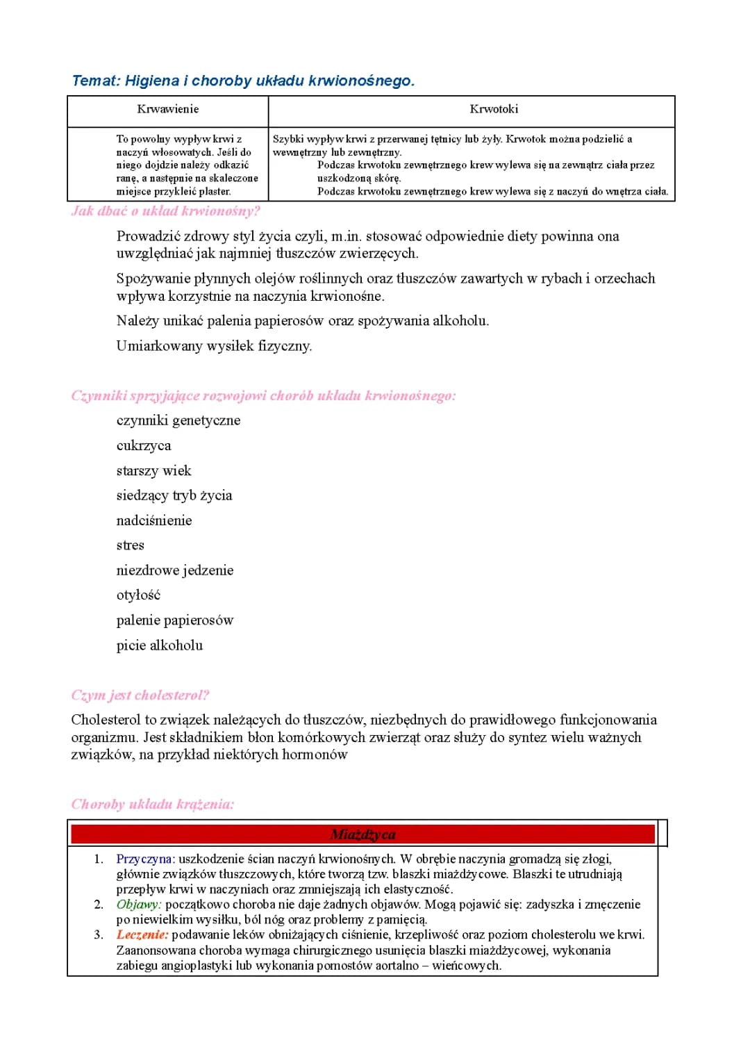 Higiena i choroby układu krwionośnego