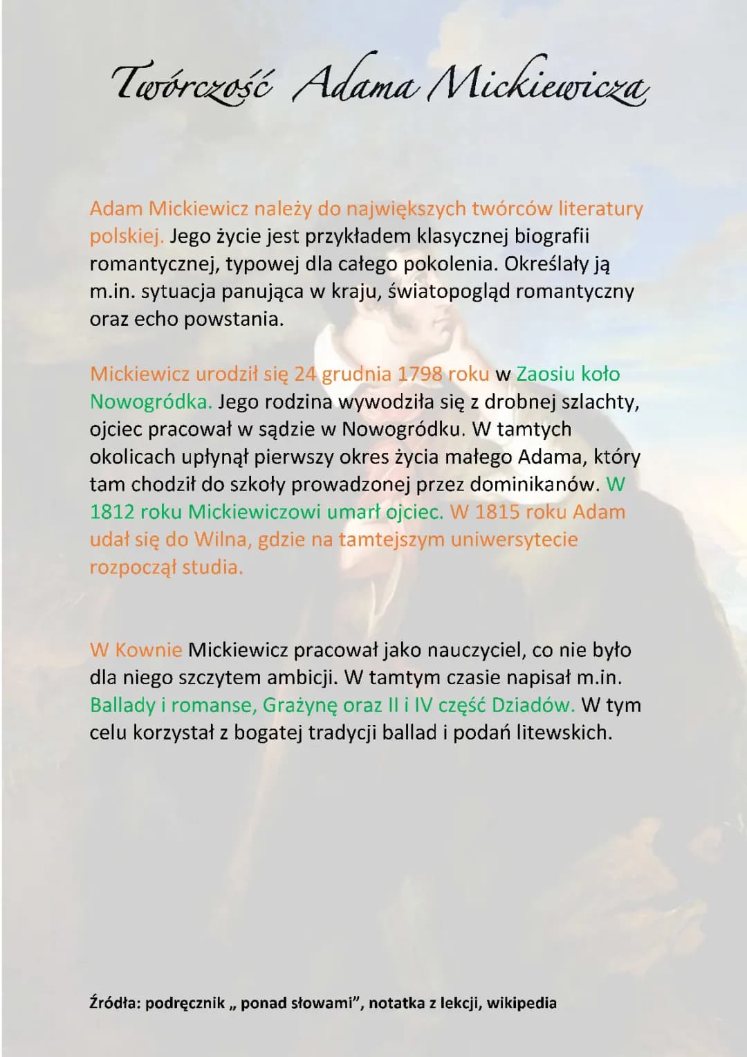 Twórczość Adama Mickiewicza 