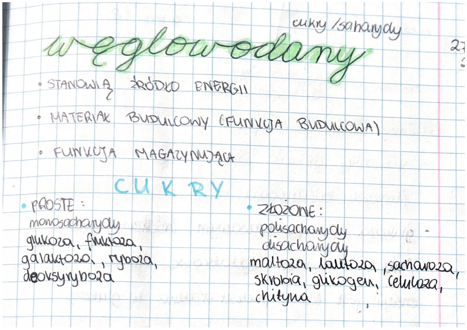 weglowodany
• STANOWIĄ ZRODIO ENERGII
MATERIAL BUDULCOWY (FUNVUJA BUDULCOWA)
O
Ⓡ
FUNKUJA MAGAZYNUJĄCA
CUKRY.
cukry /saharydy
• PROSTE
monosa