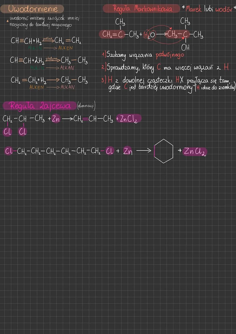 Reakcje jakim ulegają alkany alkeny i alkiny
Synteza Wurtza ->synteza dowolnego
alkanu
2R-X+2Na-> R-R + 2 NaX
CH₂-CH-CH₂ + CL-CH₂-CH₂ +2Na₂→