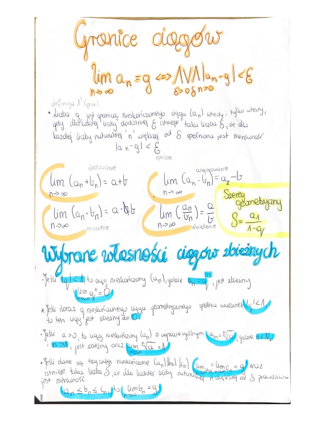 Granice dogow
Tim an
h6
²n = g <=> AVAlan-gl<&
sogno
definicja 1' (prim)
• Liczba
(an)
tylko wtedy,
jest granicą nieskończonego
wtedy i
gay 