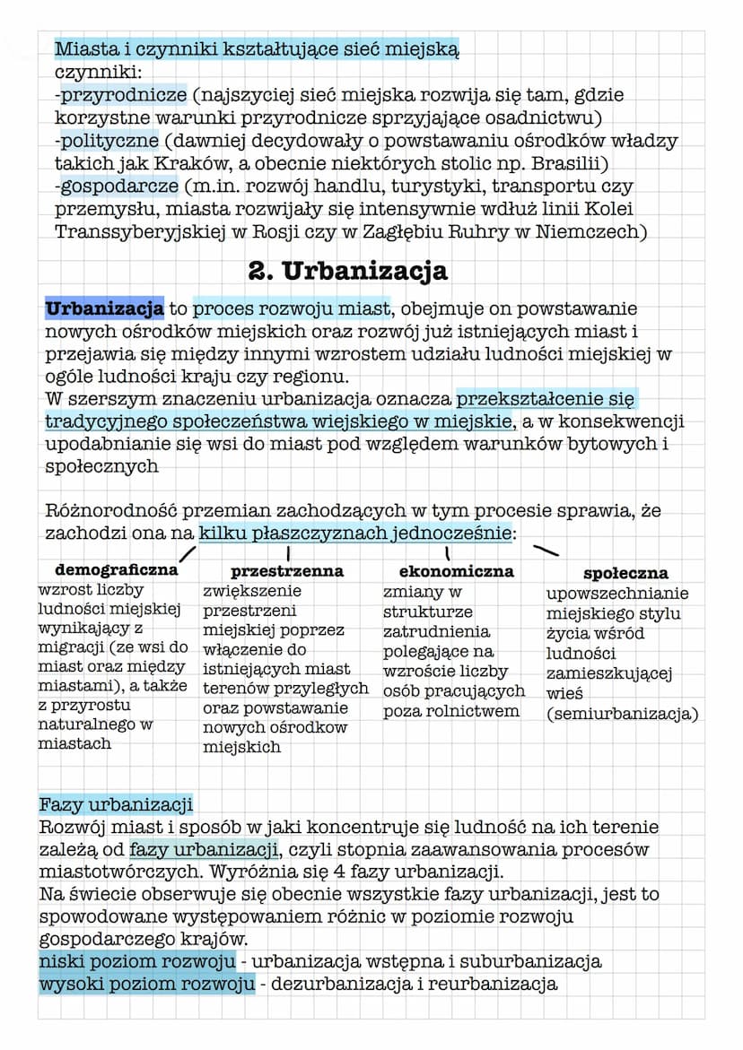 1. Rozwój sieci osadniczej na świecie
osadnictwo - proces osiedlania się ludności na określonym terenie
Rodzaje jednostek osadniczych
w zale