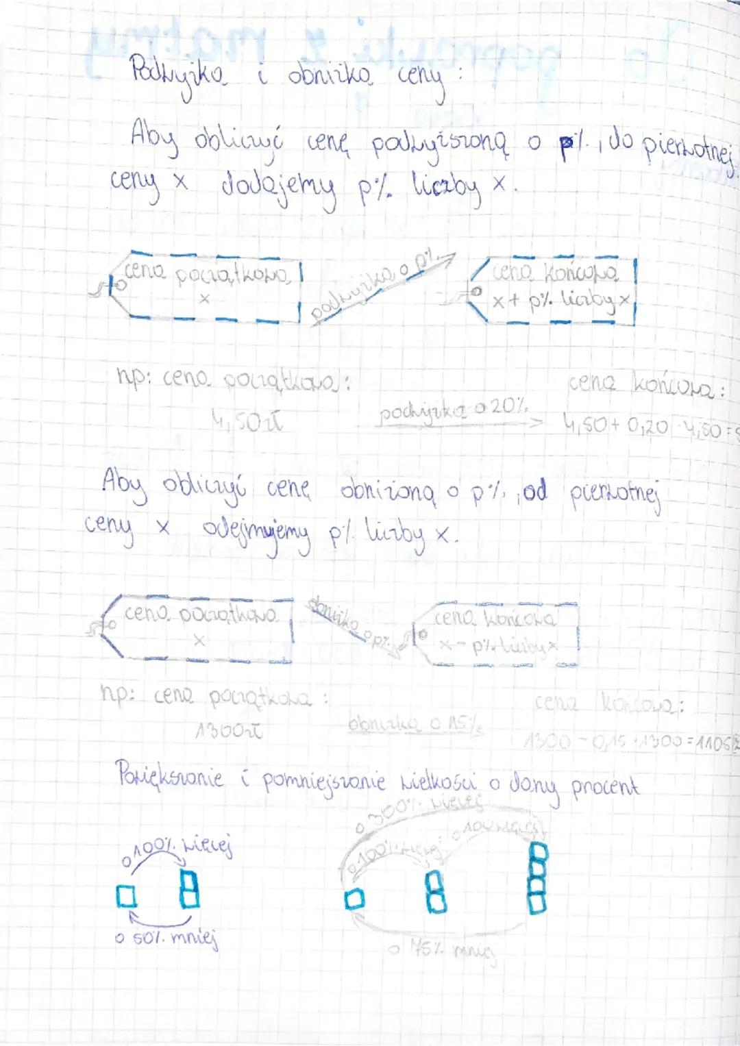 J Klasa 7

Procenty:
1% liczby x to $\frac{1}{100}$ x np: 3% liczby 70 to
$\frac{3}{100}$ · 70=6,3

| Część caloću | $\frac{1}{4}$ | $\frac{