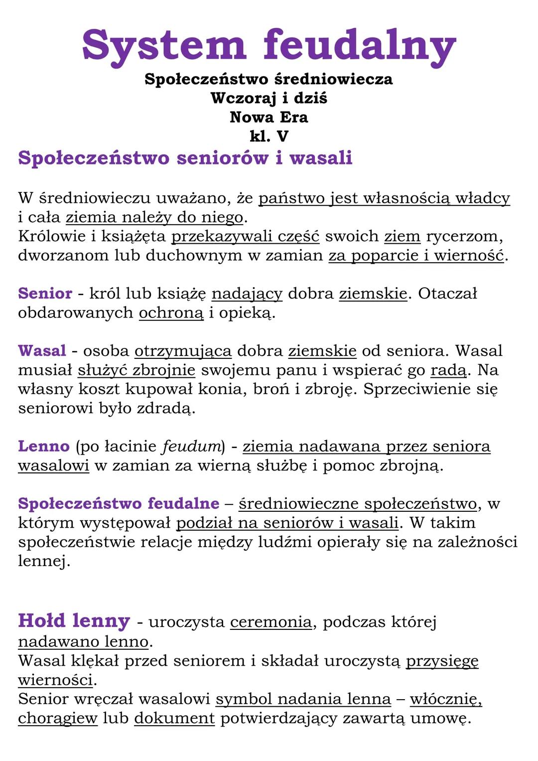 System feudalny. Społeczeństwo średniowiecza. (Wczoraj i dziś Nowa Era kl. V)