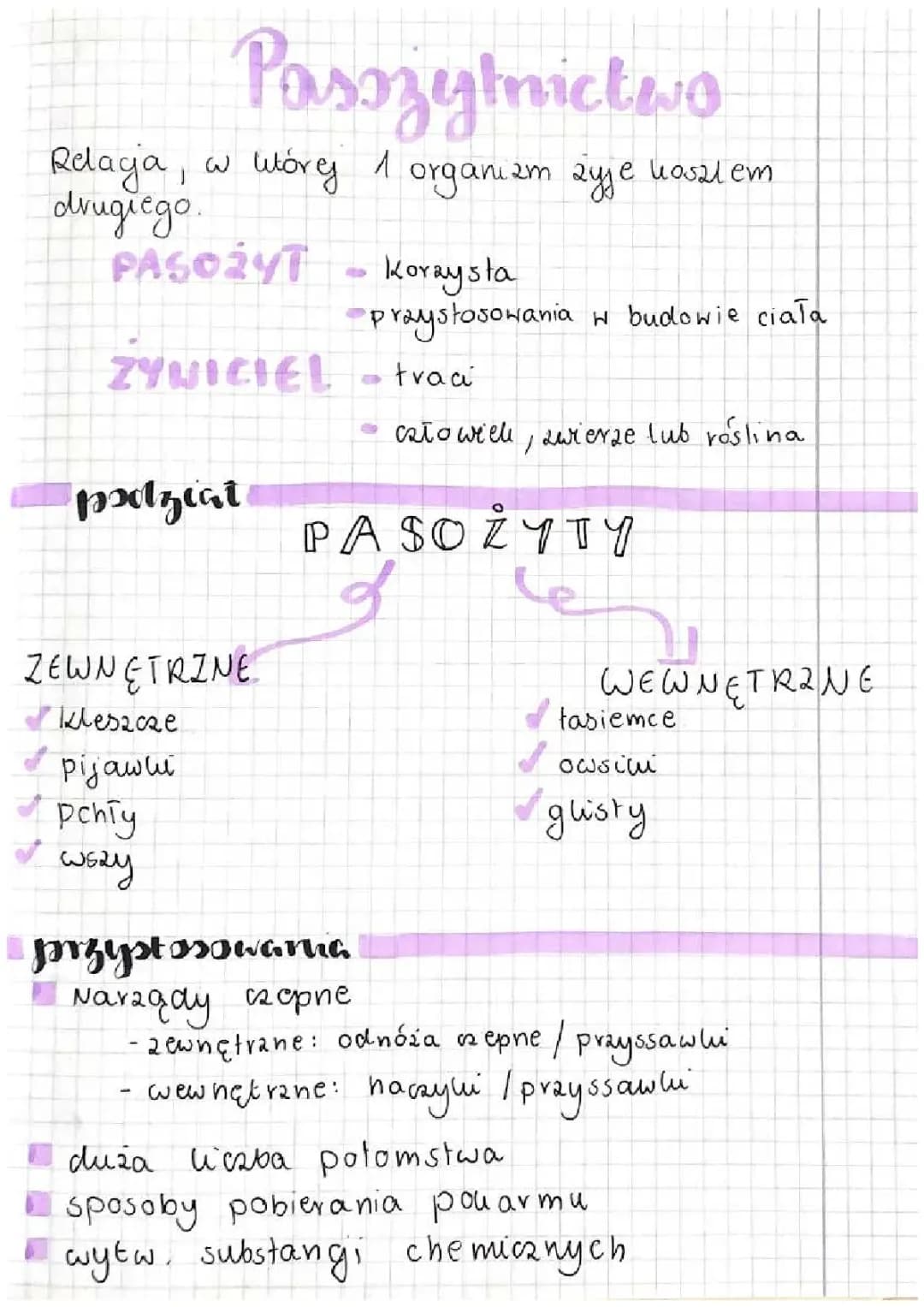 Pasożytnictwo - biologia klasa 8