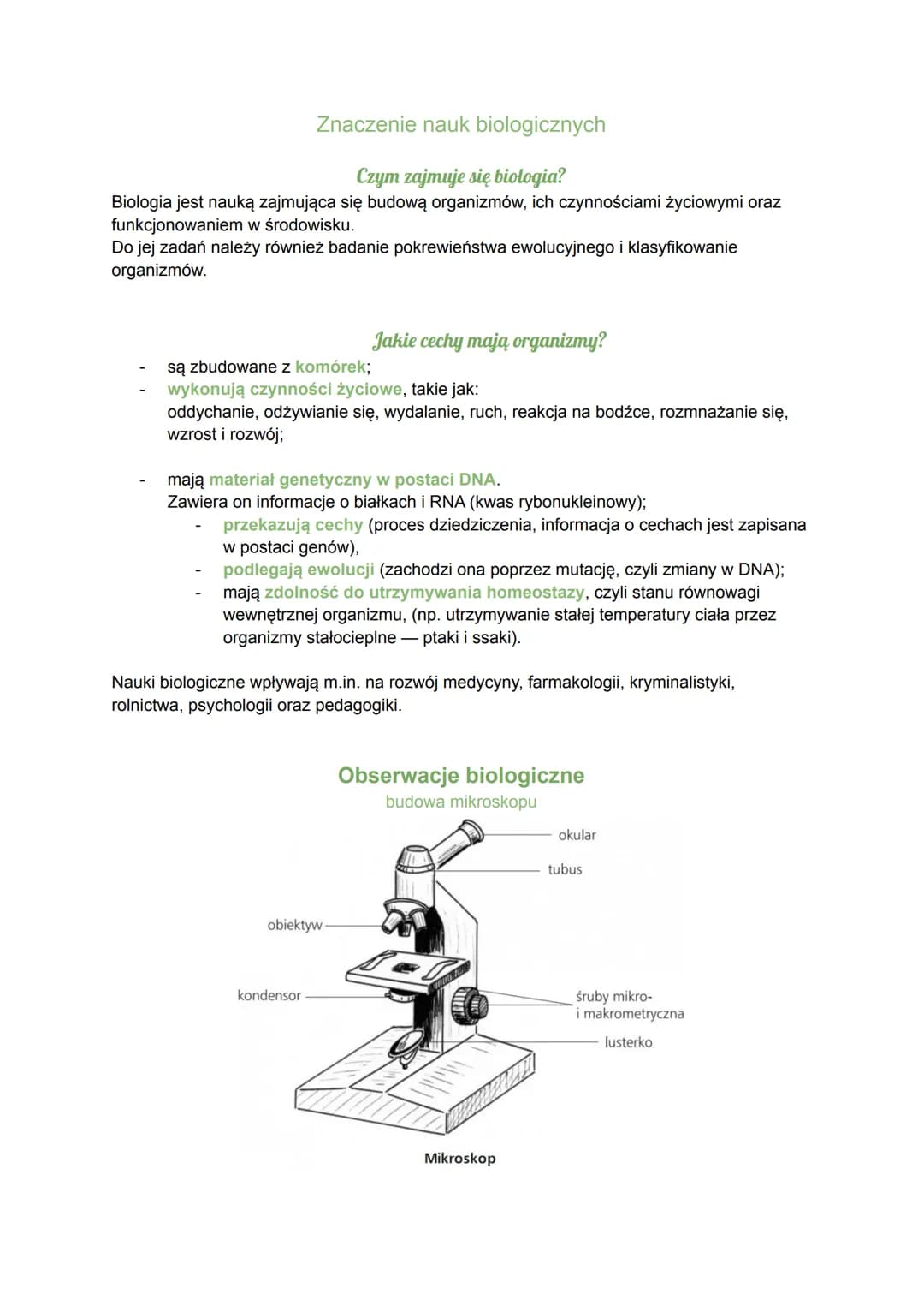 Znaczenie nauk biologicznych
Czym zajmuje się biologia?
Biologia jest nauką zajmująca się budową organizmów, ich czynnościami życiowymi oraz