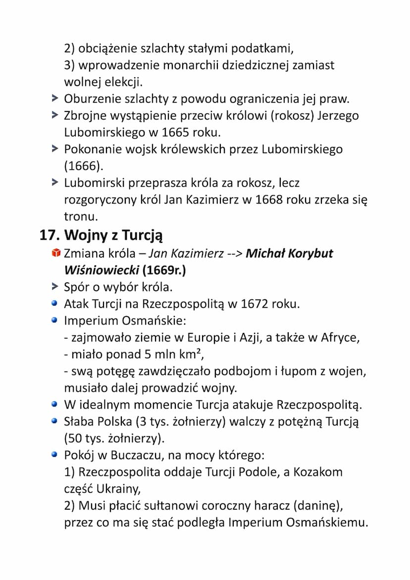 Legenda:
> informacje ogólne
zmiany królów
• konflikty ze Szwecją
• konflikty z Moskwą
• konflikty z Turcją
konflikty z Ukrainą
► konflikty 