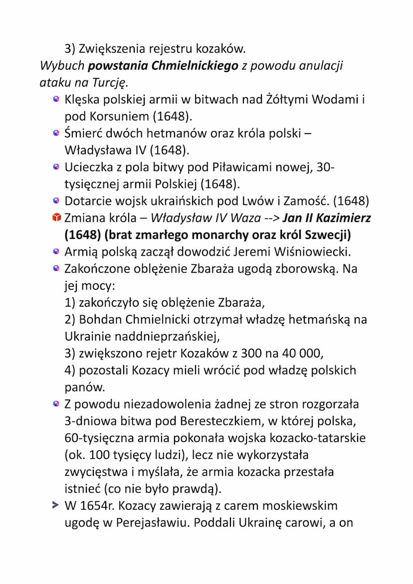 Legenda:
> informacje ogólne
zmiany królów
• konflikty ze Szwecją
• konflikty z Moskwą
• konflikty z Turcją
konflikty z Ukrainą
► konflikty 