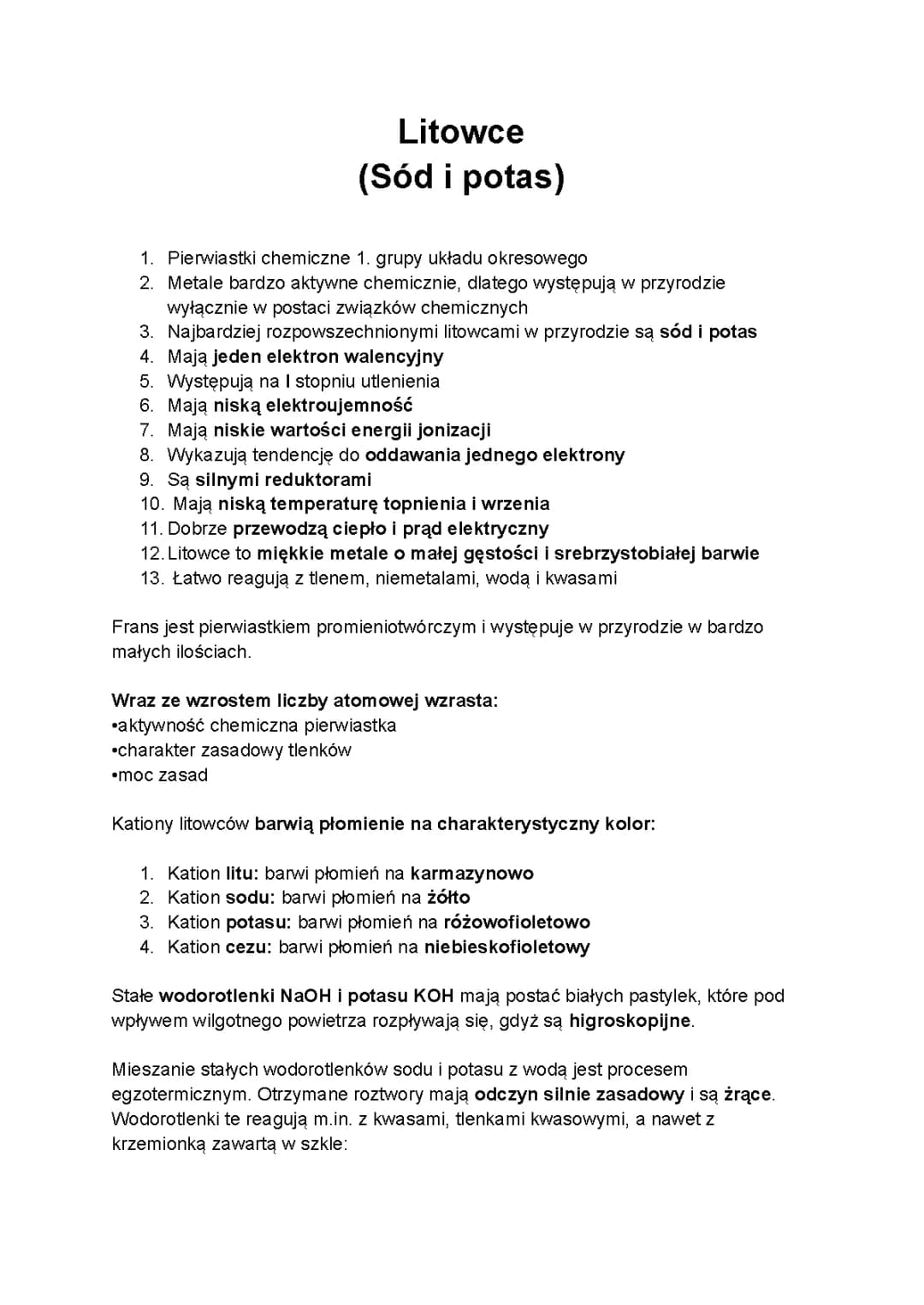 Litowce - pierwiastki bloku s