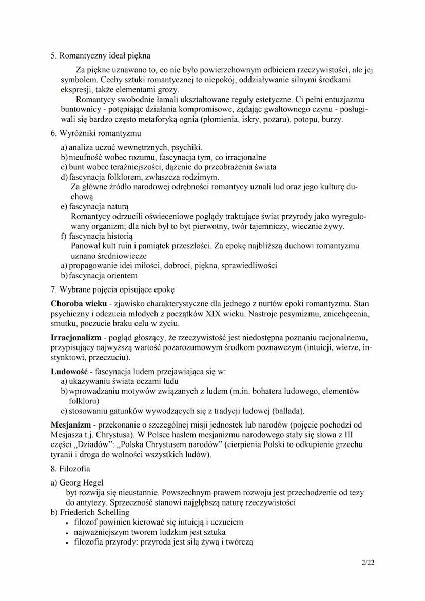 Romantyzm - informacje wstępne
1. Ramy czasowe
a) pierwsza połowa XIX wieku
b) w Polsce za początek epoki przyjmuje się rok 1822 (wydanie ,,