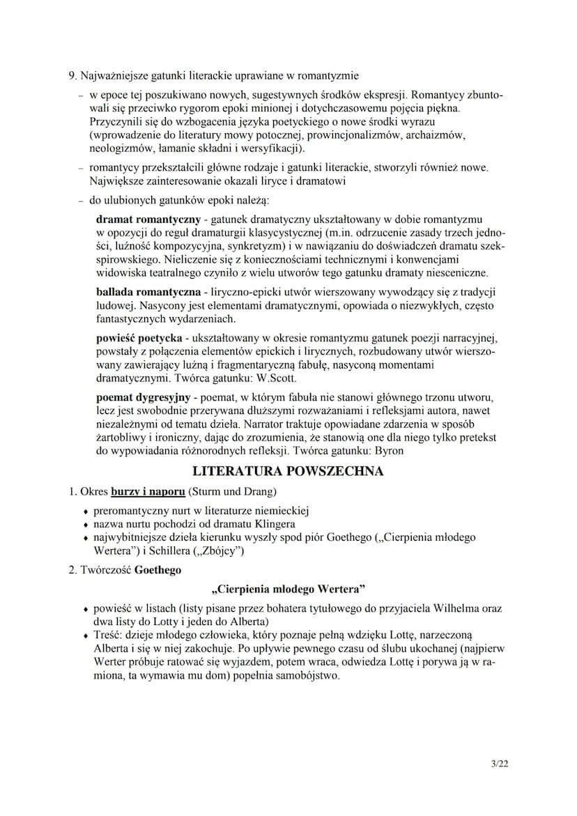Romantyzm - informacje wstępne
1. Ramy czasowe
a) pierwsza połowa XIX wieku
b) w Polsce za początek epoki przyjmuje się rok 1822 (wydanie ,,