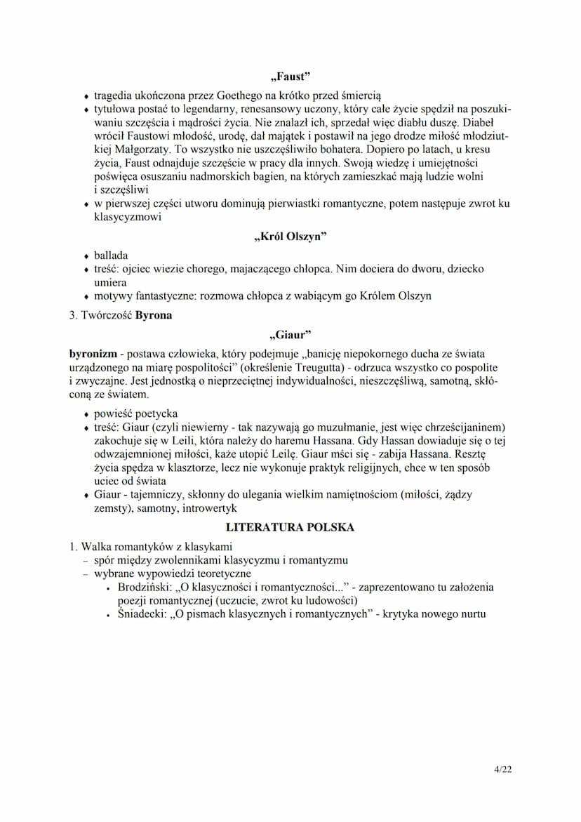 Romantyzm - informacje wstępne
1. Ramy czasowe
a) pierwsza połowa XIX wieku
b) w Polsce za początek epoki przyjmuje się rok 1822 (wydanie ,,