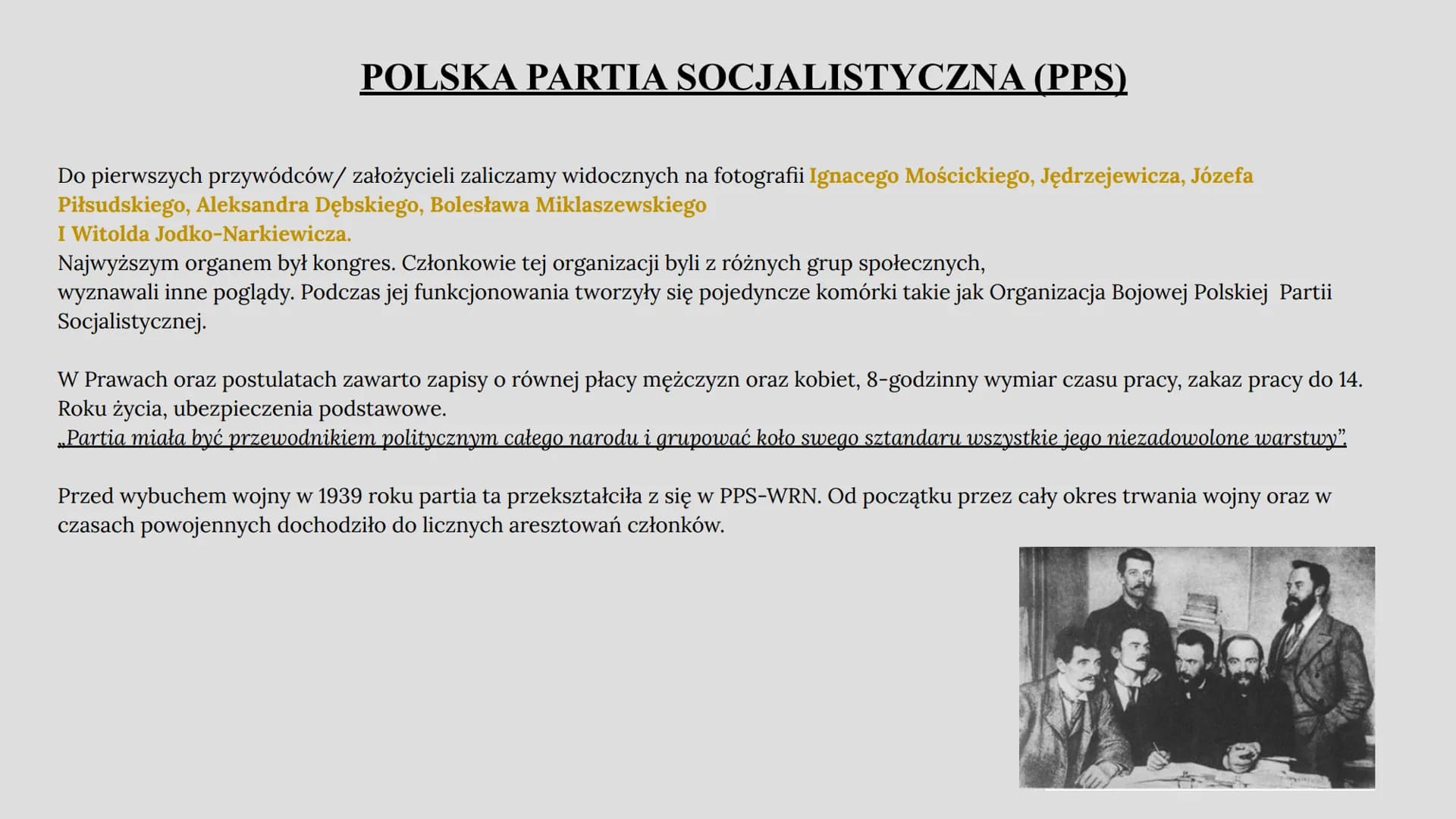 POLSKIE PARTIE POLITYCZNE NA PRZEŁOMIE
XIX I XX WIEKU
Julia Wąsowicz Główne nurty polityczne
Partie polityczne na przełomie XIX i XX wieku d