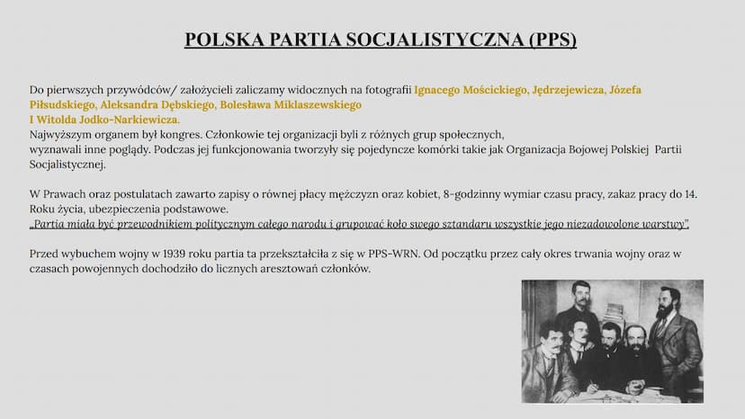 POLSKIE PARTIE POLITYCZNE NA PRZEŁOMIE
XIX I XX WIEKU
Julia Wąsowicz Główne nurty polityczne
Partie polityczne na przełomie XIX i XX wieku d