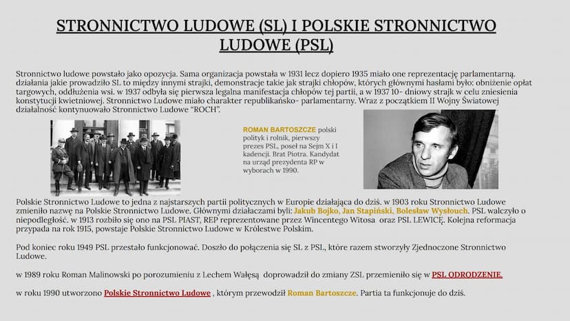 POLSKIE PARTIE POLITYCZNE NA PRZEŁOMIE
XIX I XX WIEKU
Julia Wąsowicz Główne nurty polityczne
Partie polityczne na przełomie XIX i XX wieku d