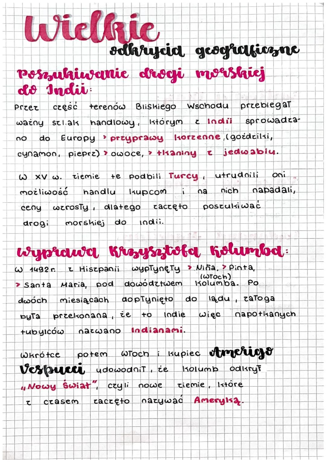 Wielkie
Poszukiwanie drogi morskiej
do Indii
Przer część terenów Bliskiego Wschodu przebiegał
ważny stlak handlowy, którym & Indii sprowadza