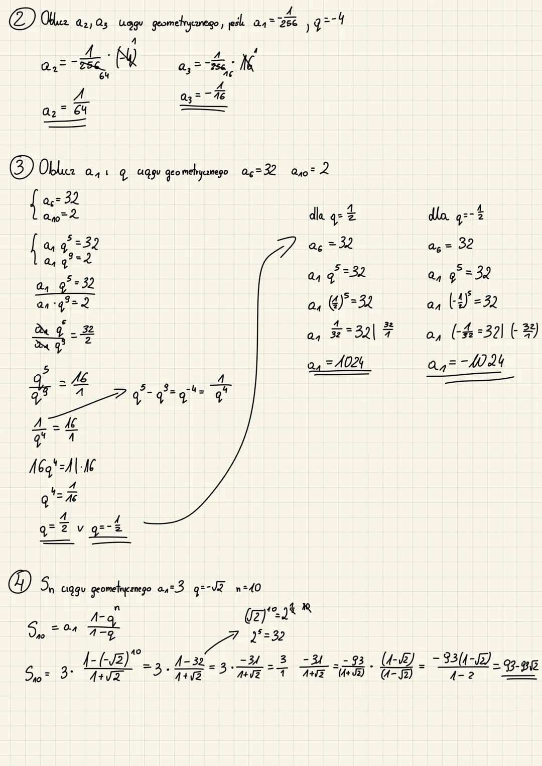 aag geometryczny
3,6, 12, 24, 48, 96...
a₁=3
92=6
= 12
аз
= 24
au
O wzór na wyraz n-ty
n2-1
an = a₁ °q"²"
a₂=32=6
a₂ = 3 2² = 12
O wzór na s