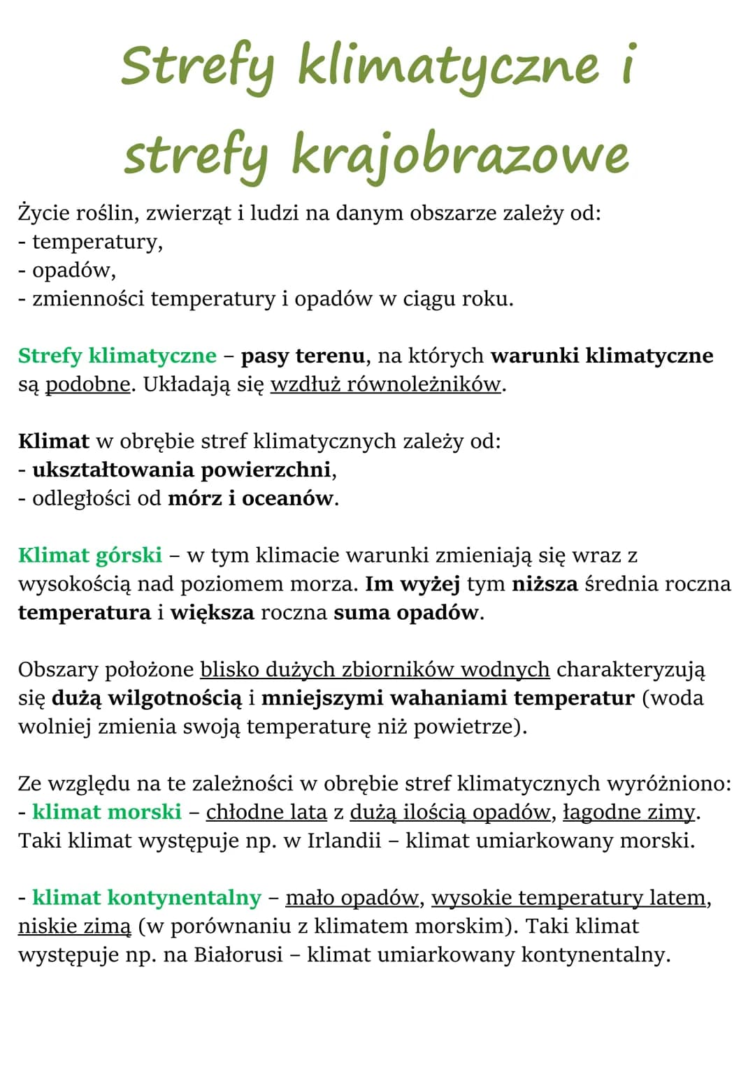 Strefy klimatyczne i
strefy krajobrazowe
Życie roślin, zwierząt i ludzi na danym obszarze zależy od:
- temperatury,
- opadów,
- zmienności t
