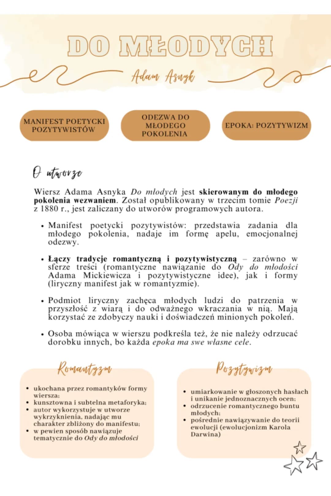 Do młodych - Krótka Interpretacja Wiersza Adama Asnyka